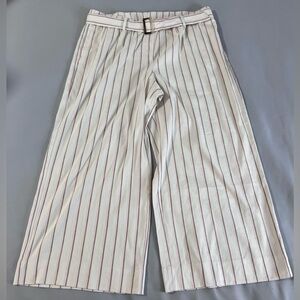 J Jill Linen Stretch SZ XL‎  Pants Wide Leg High Rise Belted Striped Crop